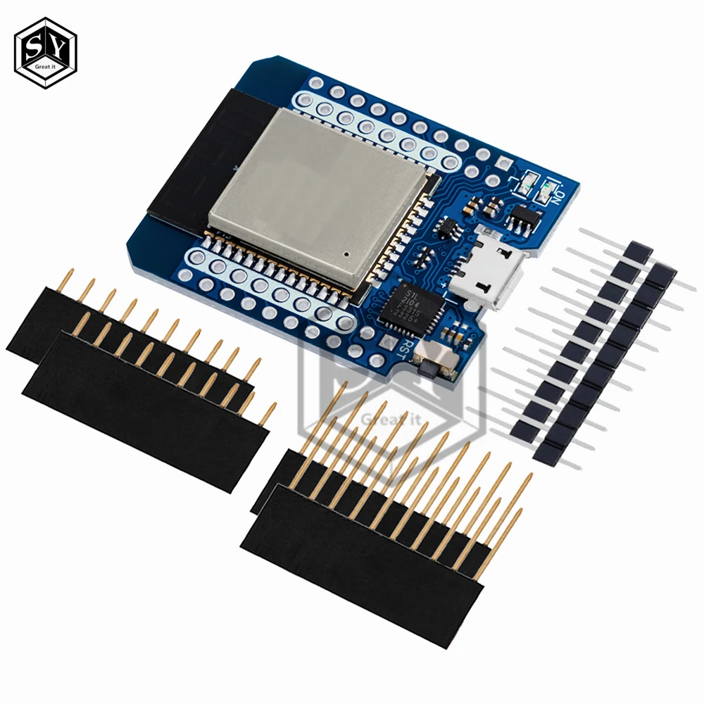 Wemos D1 MINI Development Module (With Pins) – ESP8266/ESP32 WiFi+Bluetooth (CP2104/ch9102) for Arduino