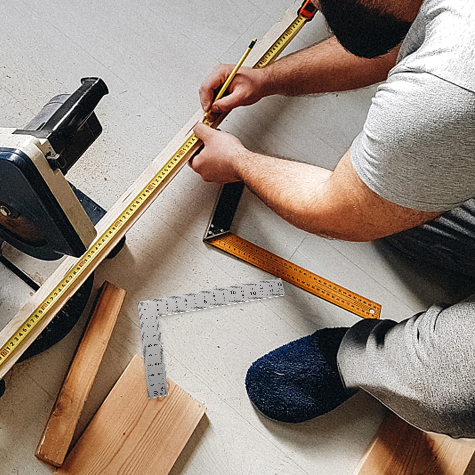 

1pcs Stainless Steel Right Angle Ruler Carpentry Square Woodworking Measuring Tool Precision Durable Rust Resistant Thickened