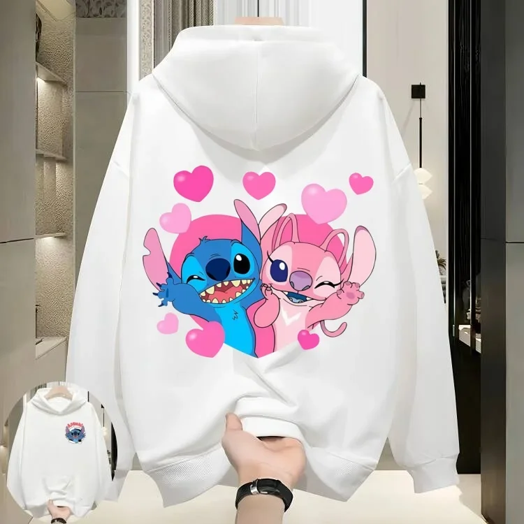 

Свитшоты с капюшоном для родителей и детей Love Stitch&Angel: милый и стильный дизайн в мультяшном стиле для семьи из трех человек с одинаковыми топами