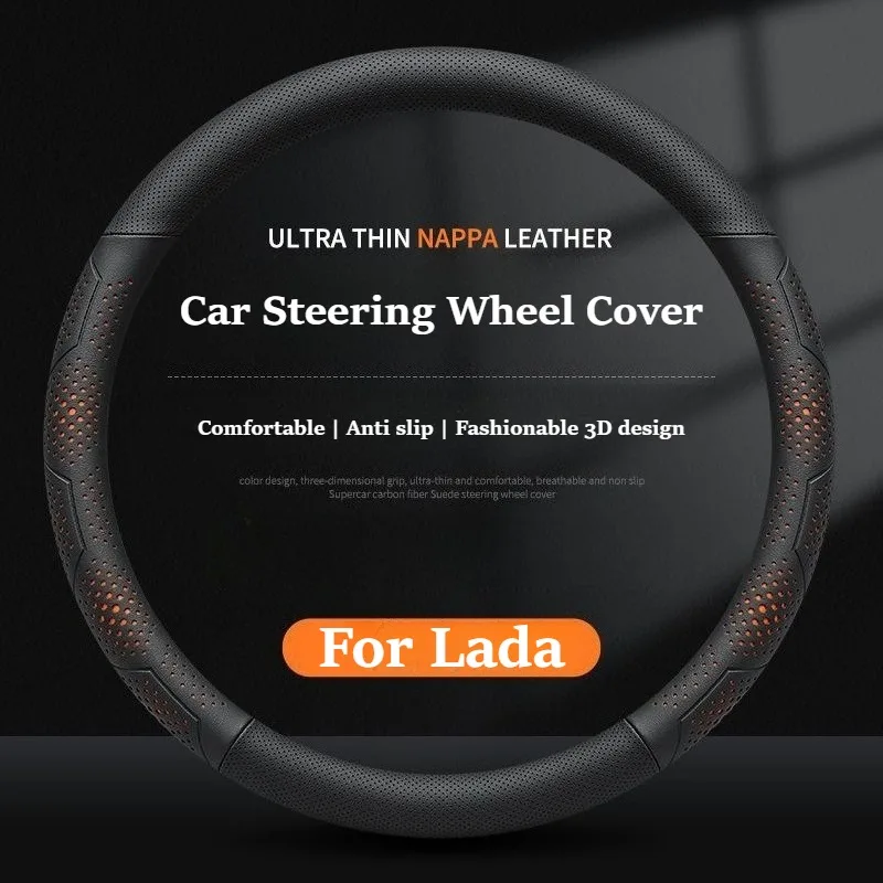 

Fashion Nappa Leather Car Steering Wheel Cover for Lada Niva Vesta Legend Granta Series Lada Accessories Car Steering Wheel Grip
