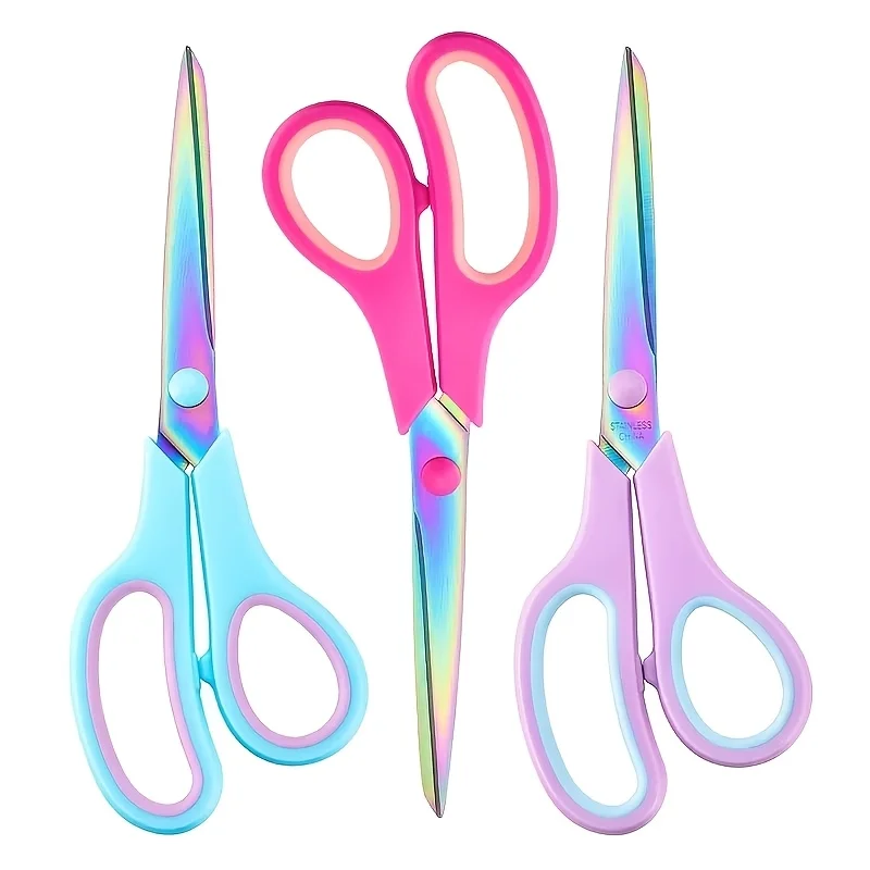Handmade Multifunctional Scissors with Sharp Titanium Coated Stainless Steel Blades Soft Rubber Handles for Comfortable Use