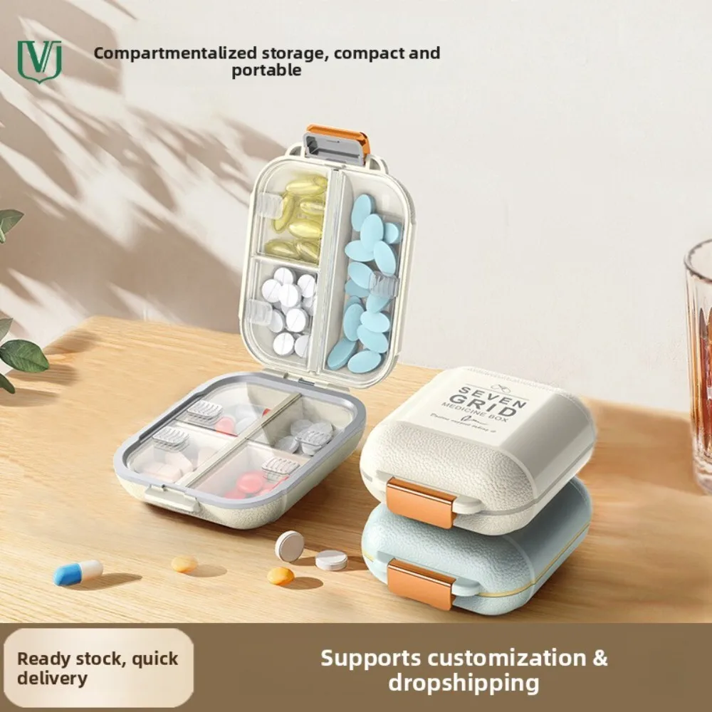 

Portable Travel Pill Organizer Double Layer Seven Compartment Weekly Medication Box Moisture Resistant for Daily Use