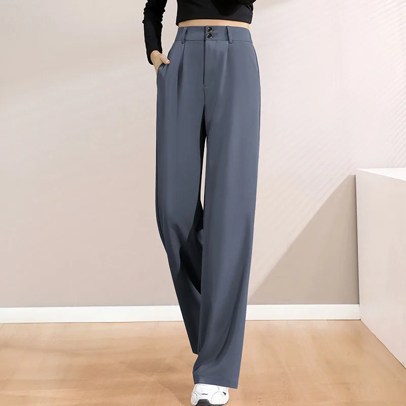 New Women\'S Spring Autumn High Waist Slim Premium Sag Casual Suit Pants Korean Fashion Versatile Summer Straight Leg Trousers