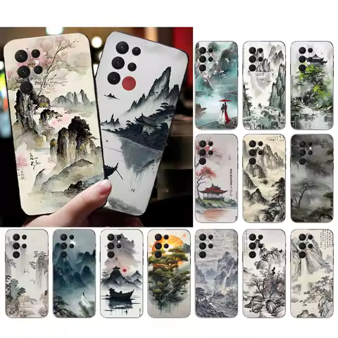 Chinese Art Landscape Painting Phone Case For Samsung A35 A55 A54 A15 A25 A05s A05 A22 A24 A52 A33 A34 M34 M14 M54 M23
