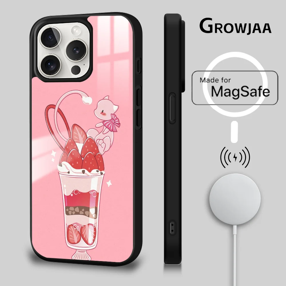 Sundae Mewtwo casing ponsel lucu, penutup magnetik nirkabel cermin Magsafe Mini untuk iPhone 16 15 14 13 12 11 Pro Max Plus