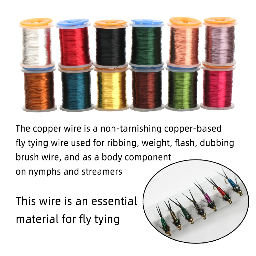 1PC 0.2mm Fine Fly Tying Copper Wire For Trout Bass Fly Fishing Tying Material  Midge Larve Nymph Body Ribbing Materials