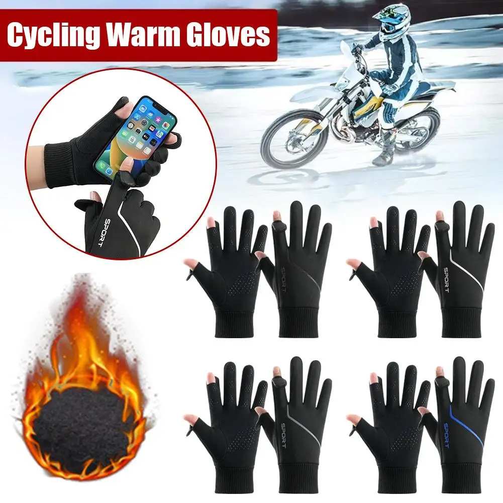 Motorcycle Winter Warm Riding Gloves Waterproof Single Screen Outdoor Ski Gloves Sports Gloves Convenient Break Touch Runni R5R4