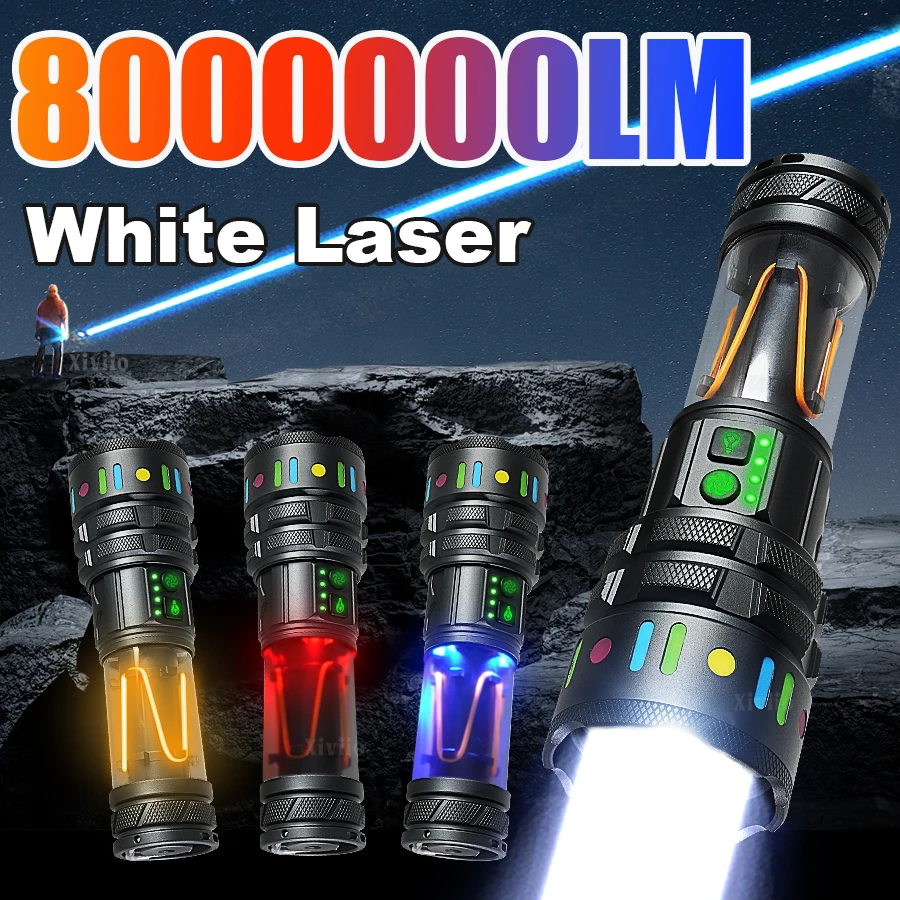 

2025 Новый самый мощный фонарик дальнего действия, перезаряжаемый светодиодный светильник, аварийные фонарики, водонепроницаемый фонарик для рыбалки, кемпинга