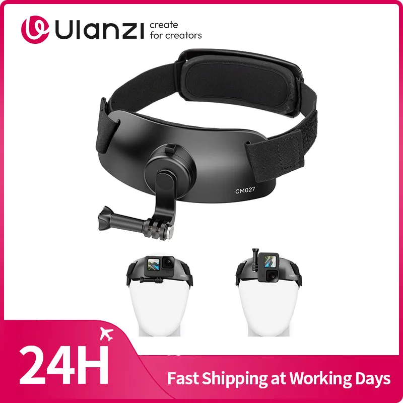 Ulanzi Head Strap Mount for Action Camera Smartphone Gopro 12 11 10 9 8 7 Head Strap Mount for Outdoor Photography Video Vlog