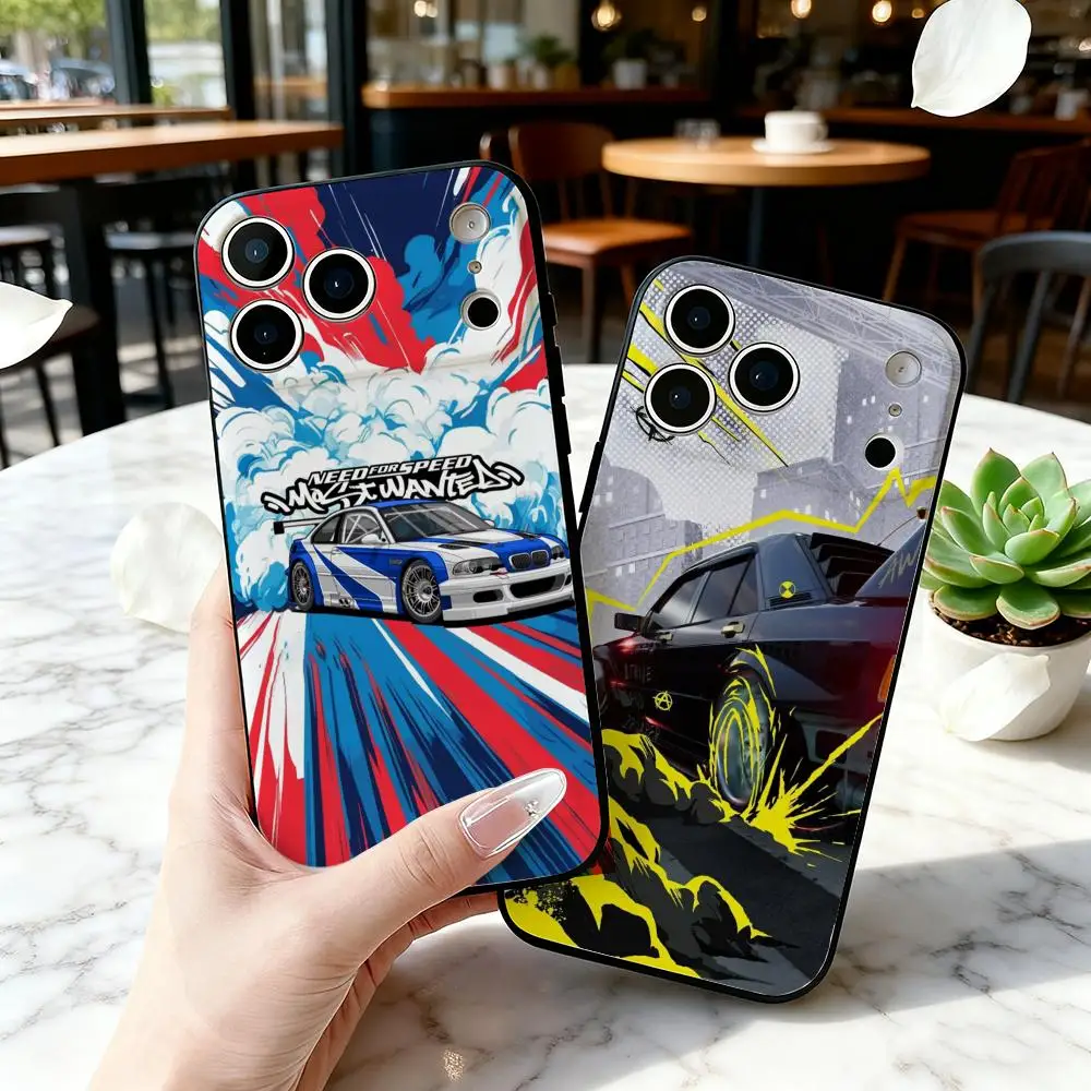 Funda para Teléfono Need For Speed para iPhone 17 16 15 14 13 12 11 Pro Max Plus Air Mini, Funda Negra Suave