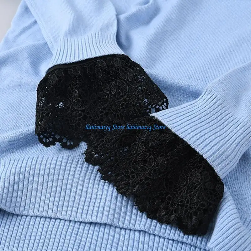 

573B Removable Shirt Hollow Decorative Cuffs with Lace Flower Pattern Decors Hollow Wristband Woman Clothing Accessories