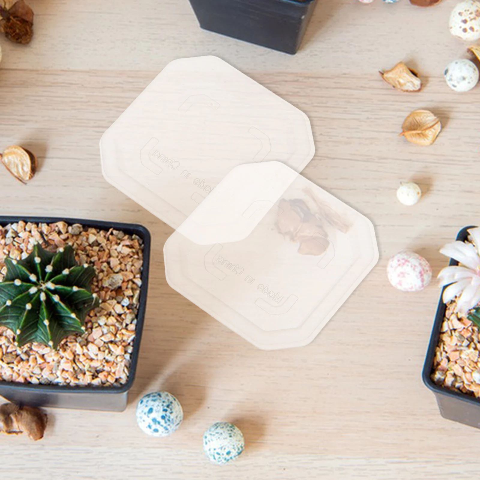 20PCS Square Plant จานรองพลาสติกใสดอกไม้หม้อจานรอง Square Planters สําหรับในร่มกลางแจ้งพืชสวนพืช