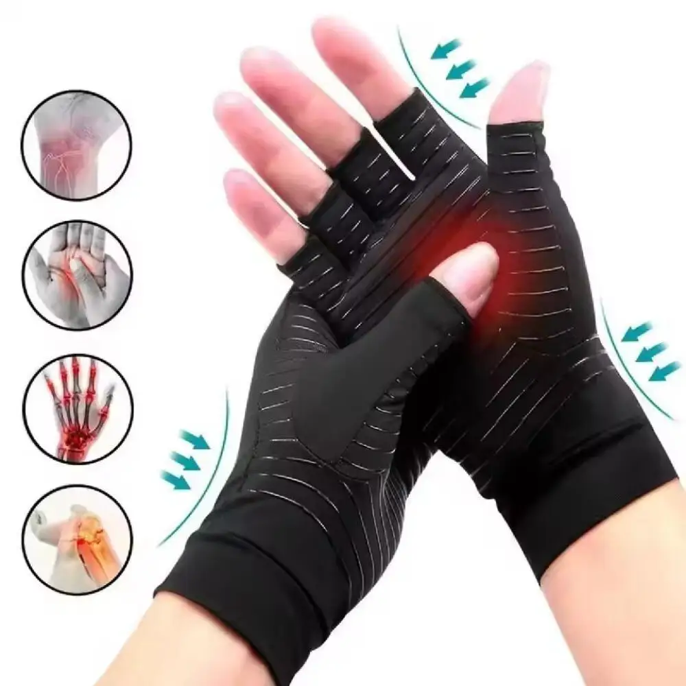Copper Compression Arthritis Gloves  Best Copper Infused Fingerless Gloves Healing for Arthritis Pain Relief Carpal Tunnel Aches