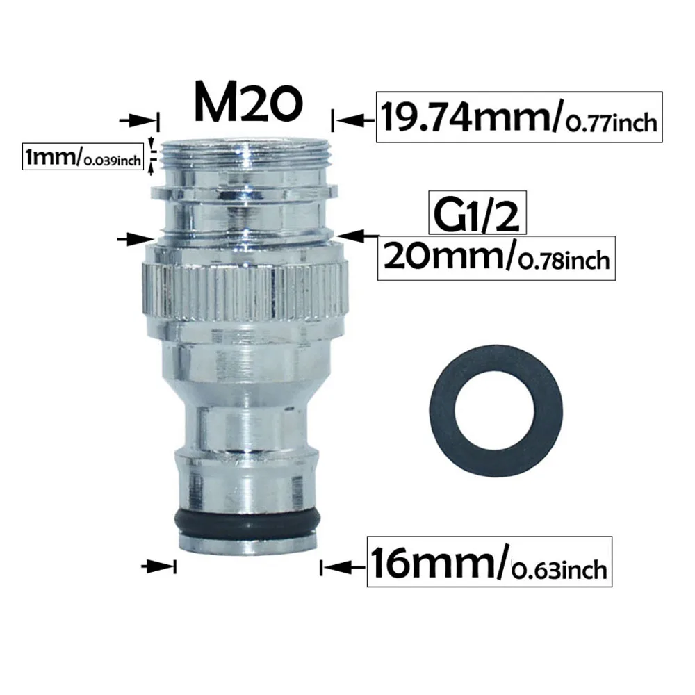 Silver Water Faucet Coupler M20 M22 to 16mm nipple Brass Thread Connector Fittings For Bubbler Kitchen Bathroom
