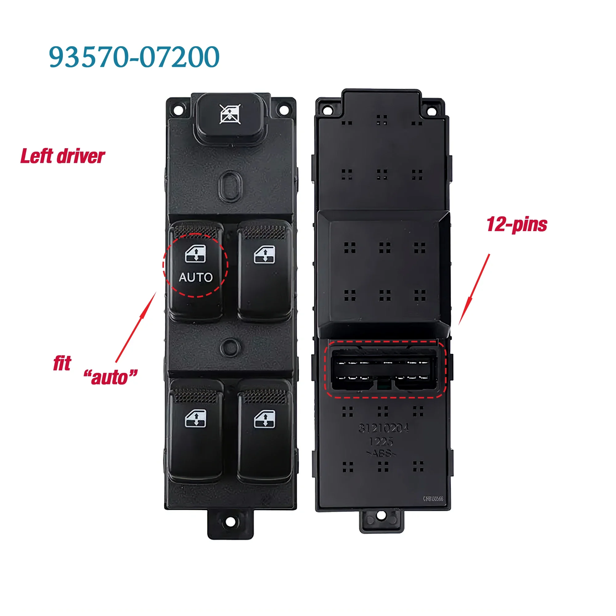 For Kia Picanto SA / Morning & Hyundai H100-4F Porter 2, Left Power Master Window Lifter Switch OEM 93570-07200 / 9357007200.