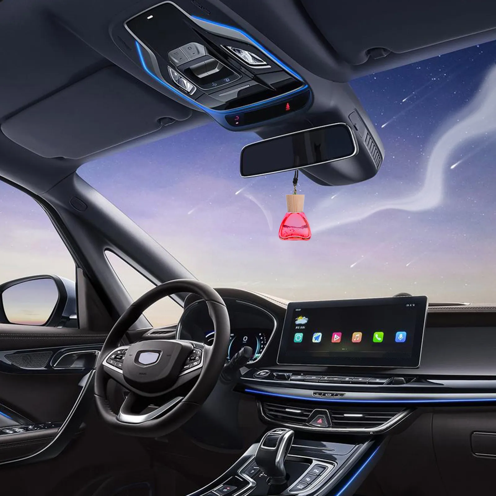 

1Pcs Glass Car Perfume Bottle Pendant Refillable Hanging Fragrance Diffuser for Auto Interior Rearview Mirror Car Decor