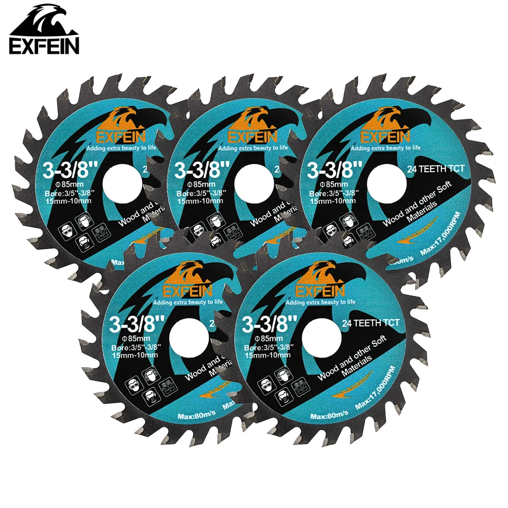 EXFEIN 5/10pcs 75/85mm TCT 원형 톱 블레이드 핸드 원형 톱 목재 작업 플라스틱 치수 전문 커팅 디스크