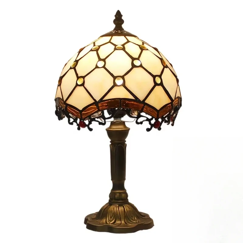 Vintage Tiffany Desk Lamp Luxury Stained Glass Lampshade Tiffany Table Lamp Bedside Study Lamp Lámpara De Escritorio