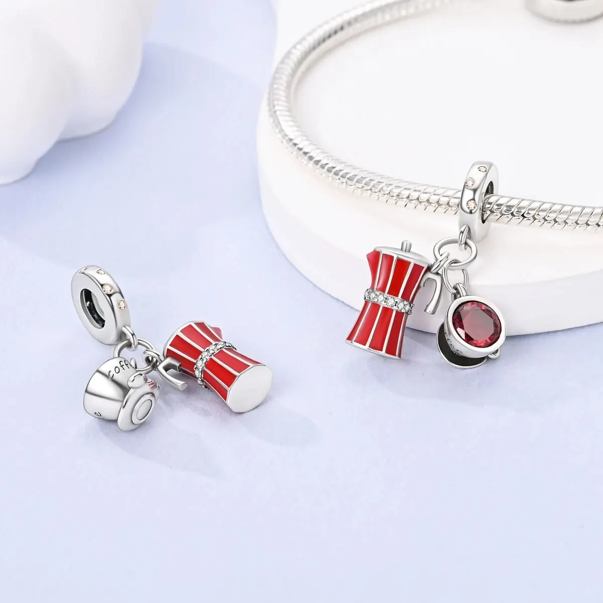MULA 1PC Silver Plated Charms Fit Original Bracelet Making Coffee Bee Dog Pendants Jewelry Gift image 2