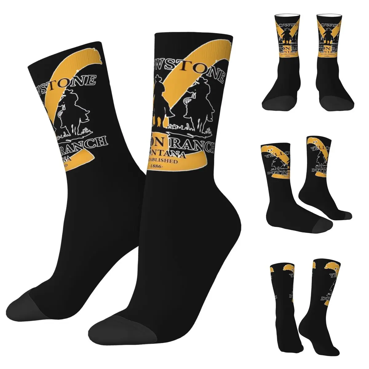 Cowboy Et De Yellowstone Dutton Ranch cosy Unisex Socks,Running Happy 3D printing Socks,Street Style Crazy Sock