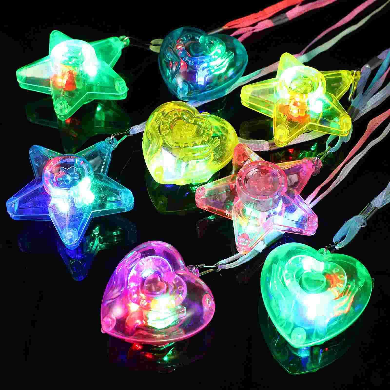 8 Pcs Toy Light up Bulb Necklaces LED Glow Flash Glowing Pendant Party Lovers Flashing Toys