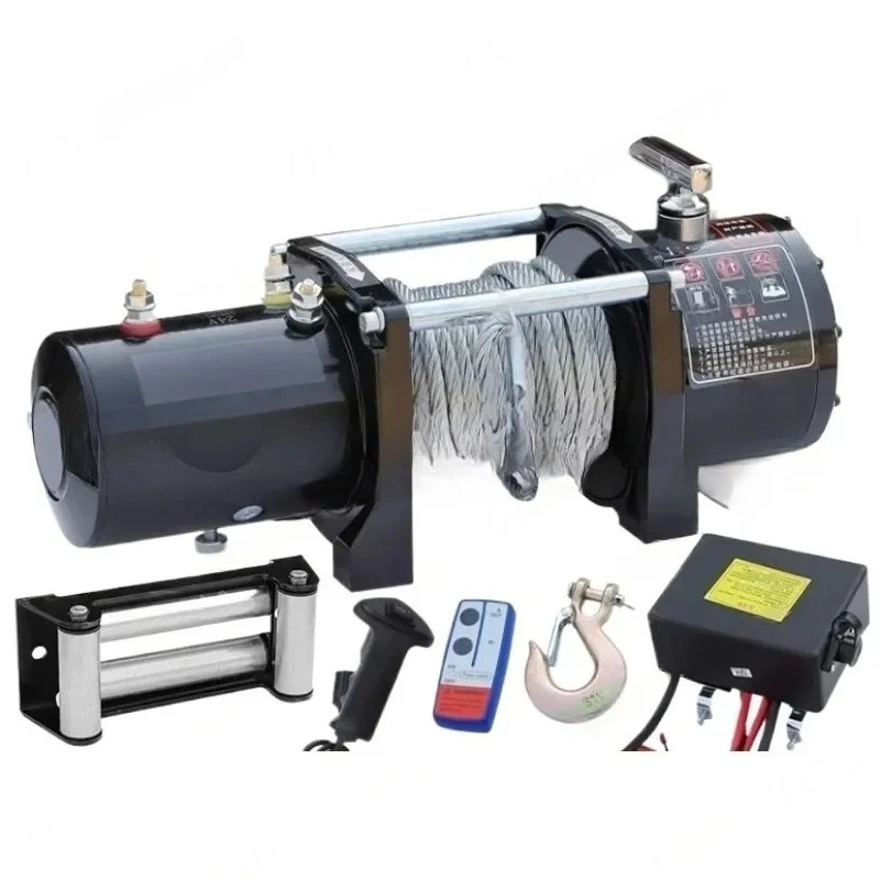 3000lbs Electric Recovery Winch Kit ATV Trailer Truck Car DC 12V Remote Control Hoist Winch Block Mud Rescue Beach Hauling Tools