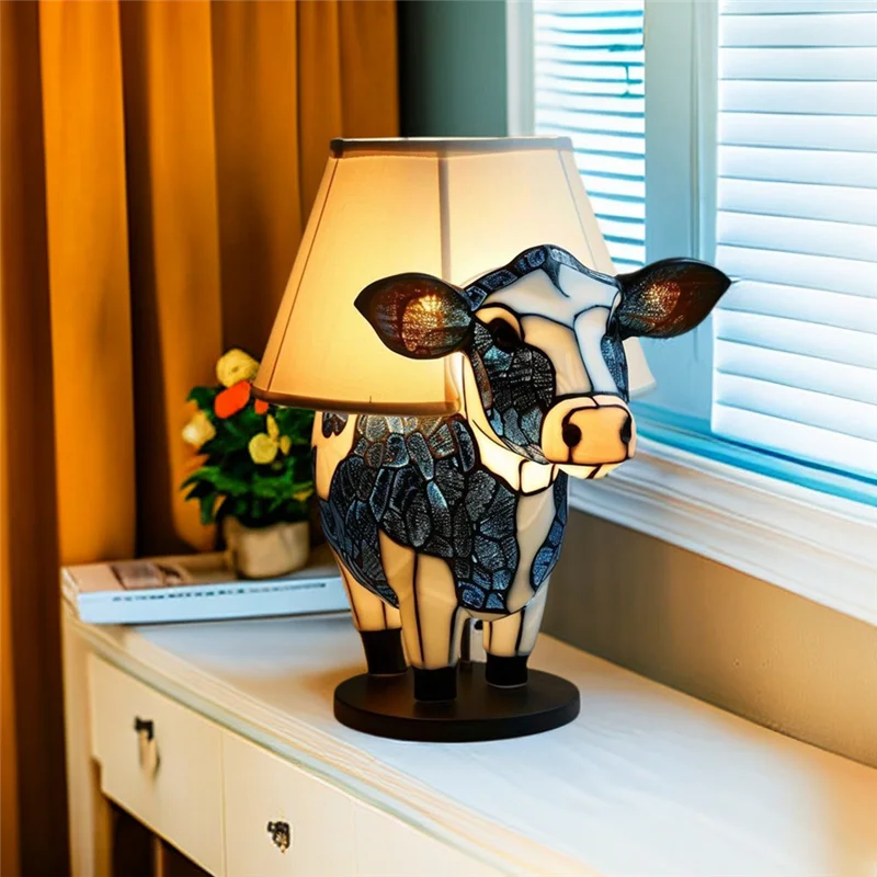 AB46-Table Lamp, Animal Table Lamp, Bedside Table Lamp With USB A+C Ports, Bedside Lamp For Living Room Bedroom