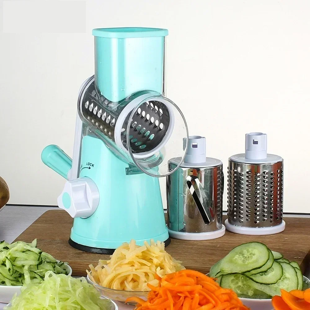 

Multi-function Drum Vegetable Chopper Hand-operated Potato Slice Chopper Pressed Vegetable Grinder Peeled Garlic Chopper