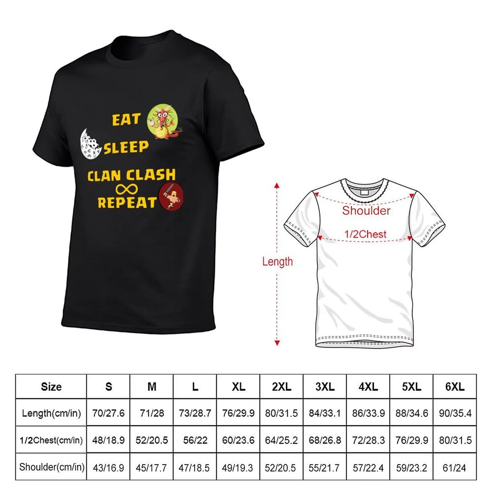 Eat Sleep Clash Clan ripeti t-shirt vestiti estivi camicie graphic tee customs abbigliamento da uomo