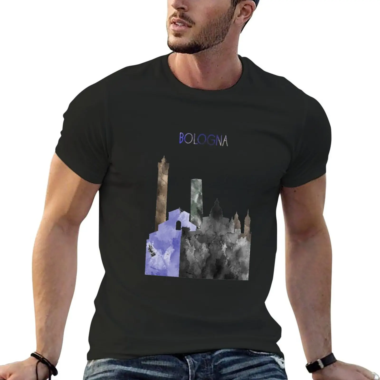 

Bologna, Bologna skyline,watercolor Bologna T-Shirt aesthetic clothes blacks custom shirt sweat men workout shirt