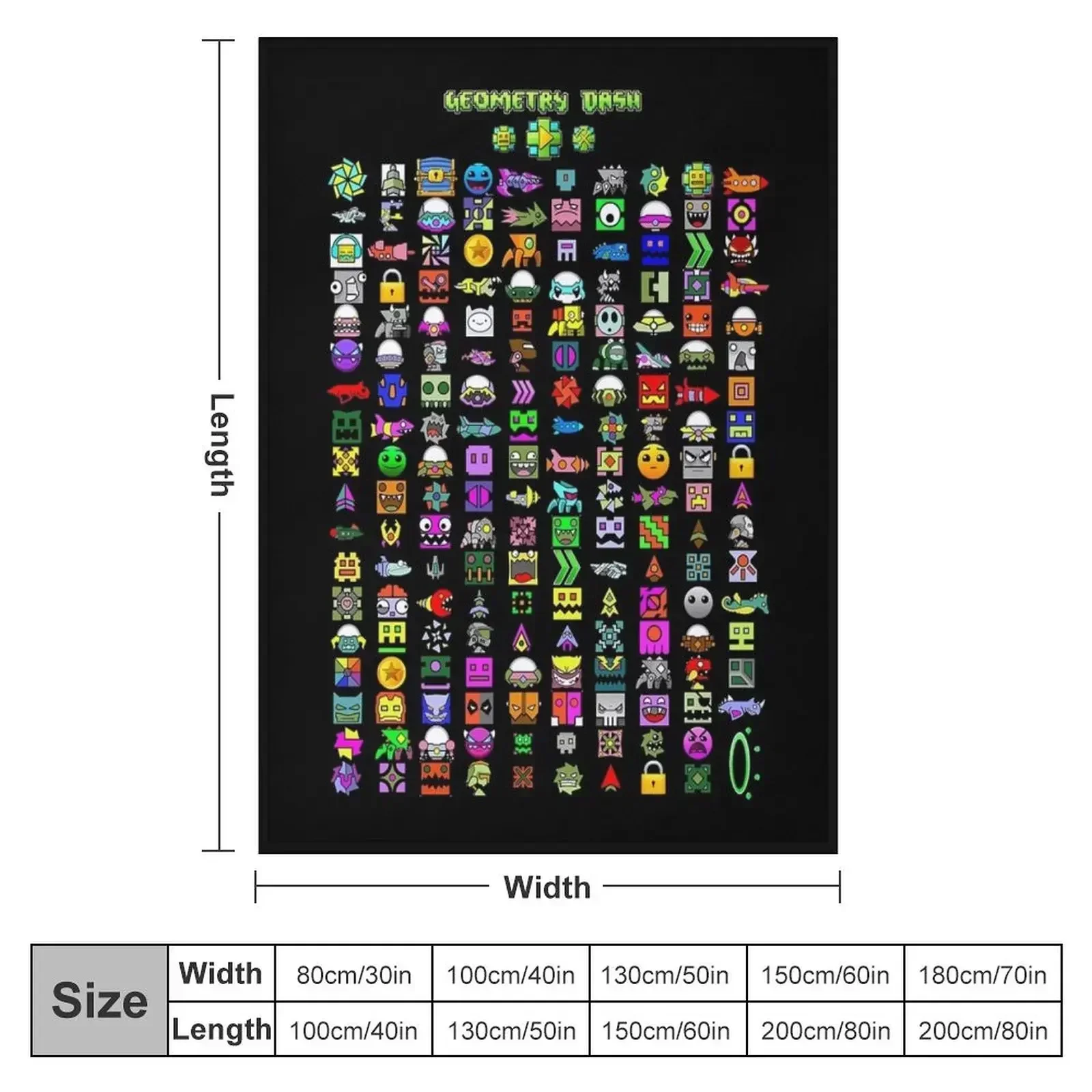 Geometry Dash Throw Blanket Beautifuls christmas gifts Stuffeds Flannel Blankets