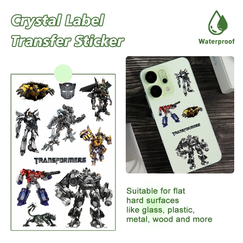 Trendy Autobot Crystal Label UV Transfer Sticker Waterproof For 16oz Libbey Cups Multipurpose Ornament Mug Phone