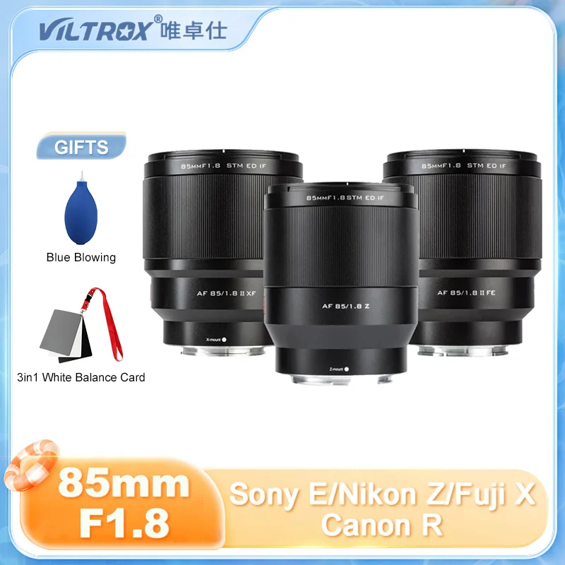 

VILTROX 85mm F1.8 II Full Frame Large Aperture Portrait Auto Focus Lens for Fuji XF Nikon Z Sony E Mount Mirrorless Camera Lens