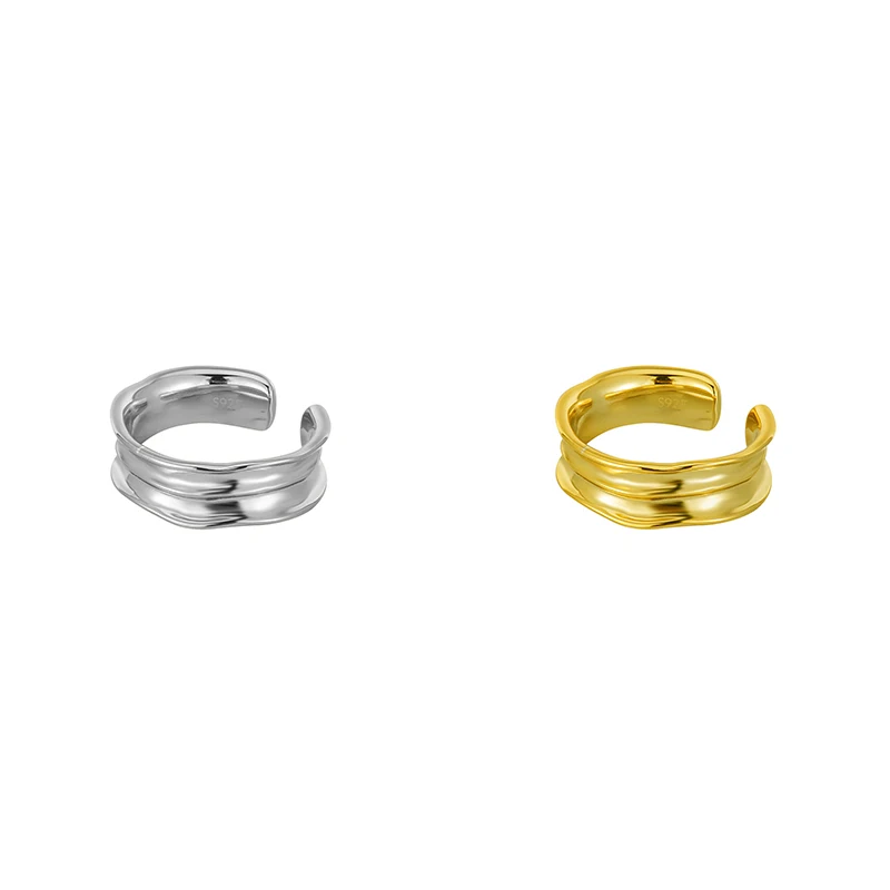 Mewanry Concave Pleated Finger Rings For Women Couples Fashion Creative Minimalist Unique Design Birthday Jewelry Gifts anillos