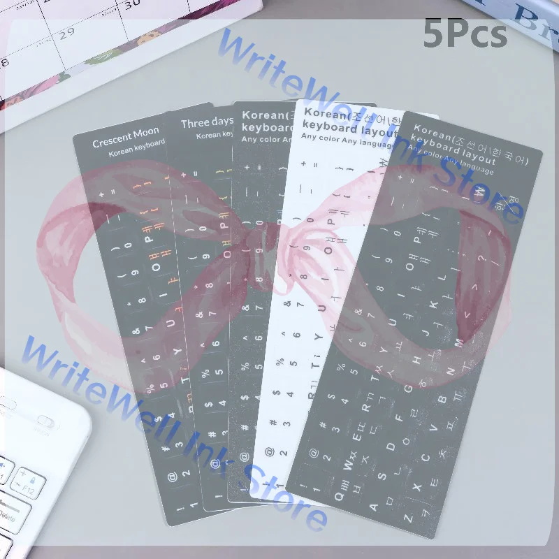 

5 шт. корейских наклеек на клавиатуру, водонепроницаемые наклейки из ПВХ для ноутбуков, настольных ПК, универсальные декоративные наклейки