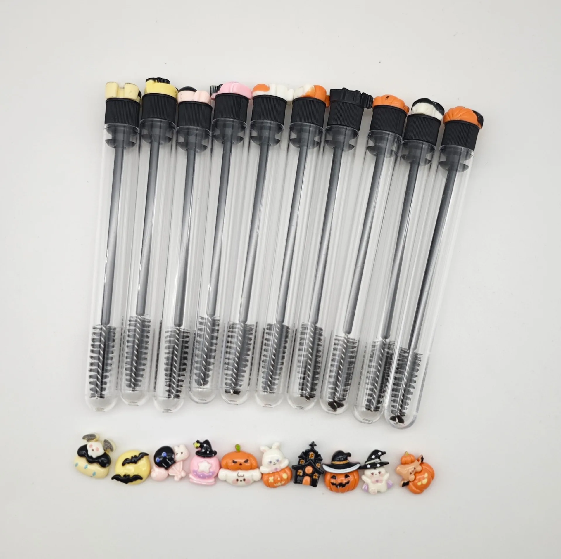 10 個漫画チューブマスカラワンド使い捨てまつげ眉毛グルーミングブラシ不気味なホラーかわいい顔メイクツールパーティーの記念品