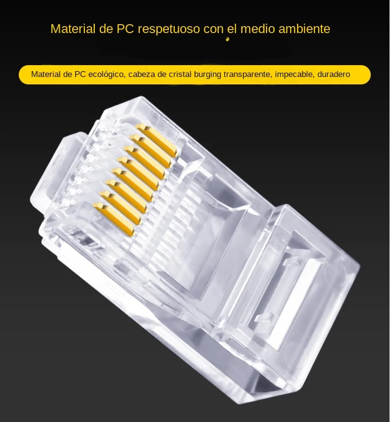 100pcs RJ45 Cat6 Cat5e Pass Through Network Connectors Ethernet Cable Gold-plated Crimp End Stranded UTP Shielded Modular Plug view 6