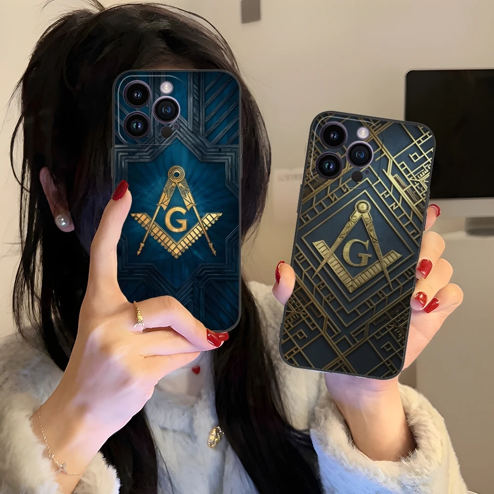 Funda de teléfono móvil con pintura de Color Freemason, carcasa negra para iPhone 16, 15, 14, 13, 12, 11, X, XR, XS, 8, 7 Pro, Max Plus, Mini