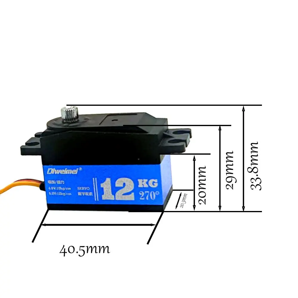 Engranaje de metal servo digital de 12 kg 180/270 grados, alto par para helicóptero de brazo de robot de coche RC
