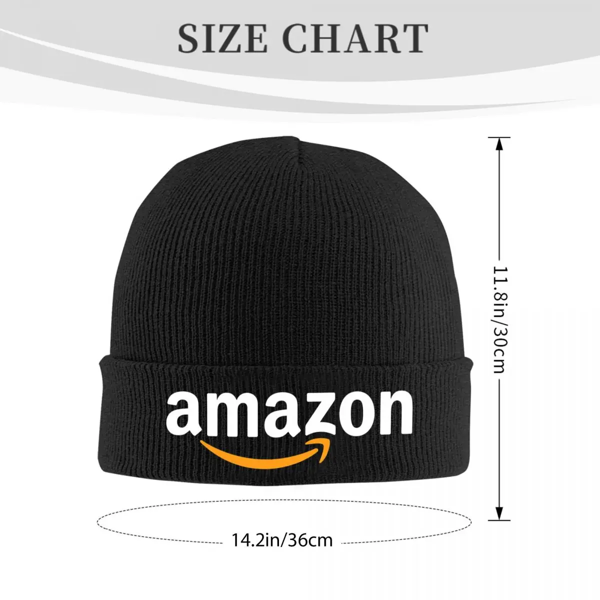 Bonnet malha Caps com logotipo Amazon, moda chapéus, manter quente, 100% algodão