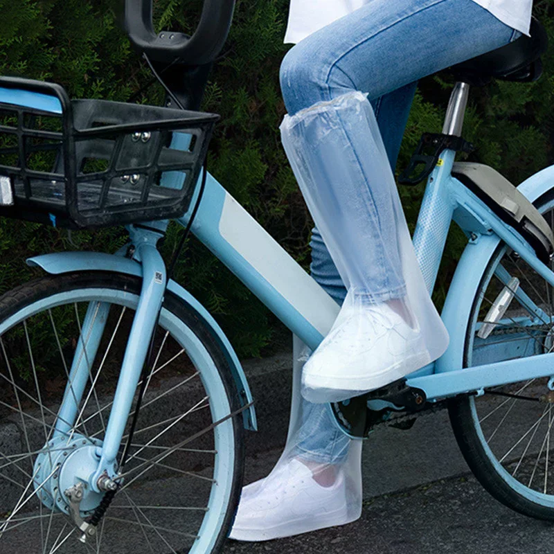 10pcs Rainy Disposable Shoe Covers, Transparent Plastic Outdoor Thick Wear-resistant Waterproof Isolation Foot Covers