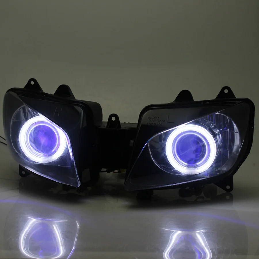 

For Yamaha YZF R1 2000-2001 Motorcycle Front Headlight Assembly Hi/Lo Beam HID Projector Blue Angel Eyes Head Lamp Accessories