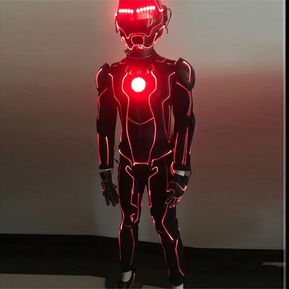 Adult Optical Fiber LED Color Changing Dancing Costume Full Body Glowing Light Up Outfit Stage Show Rave Party Performance Suit