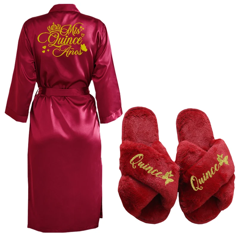 

Mis XV Mis Años Long Sleeve Bathrobes Quince Shoes Bathrobe Mama de la Quinceañera Robe Mis 15 Birthday Robes