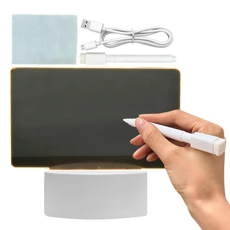 Dry Erase Board Light 3-Color Dimming Led Desktop Note Memo Board Night Lamp Night Light Noteboard Dry For Couples Wife