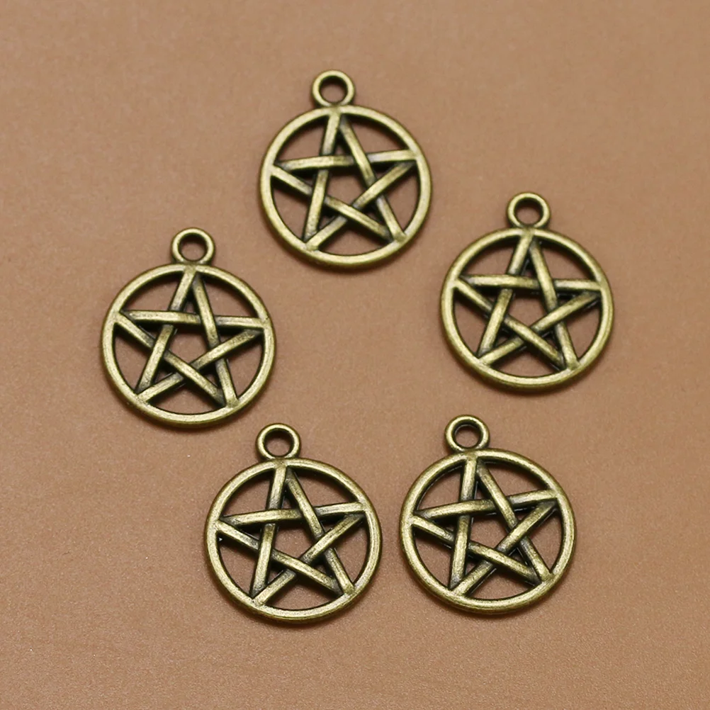 20pcs Round Alloy Hollow out Star Pendants Charms DIY Jewelry Making Accessory for Necklace Bracelet (Bronze)