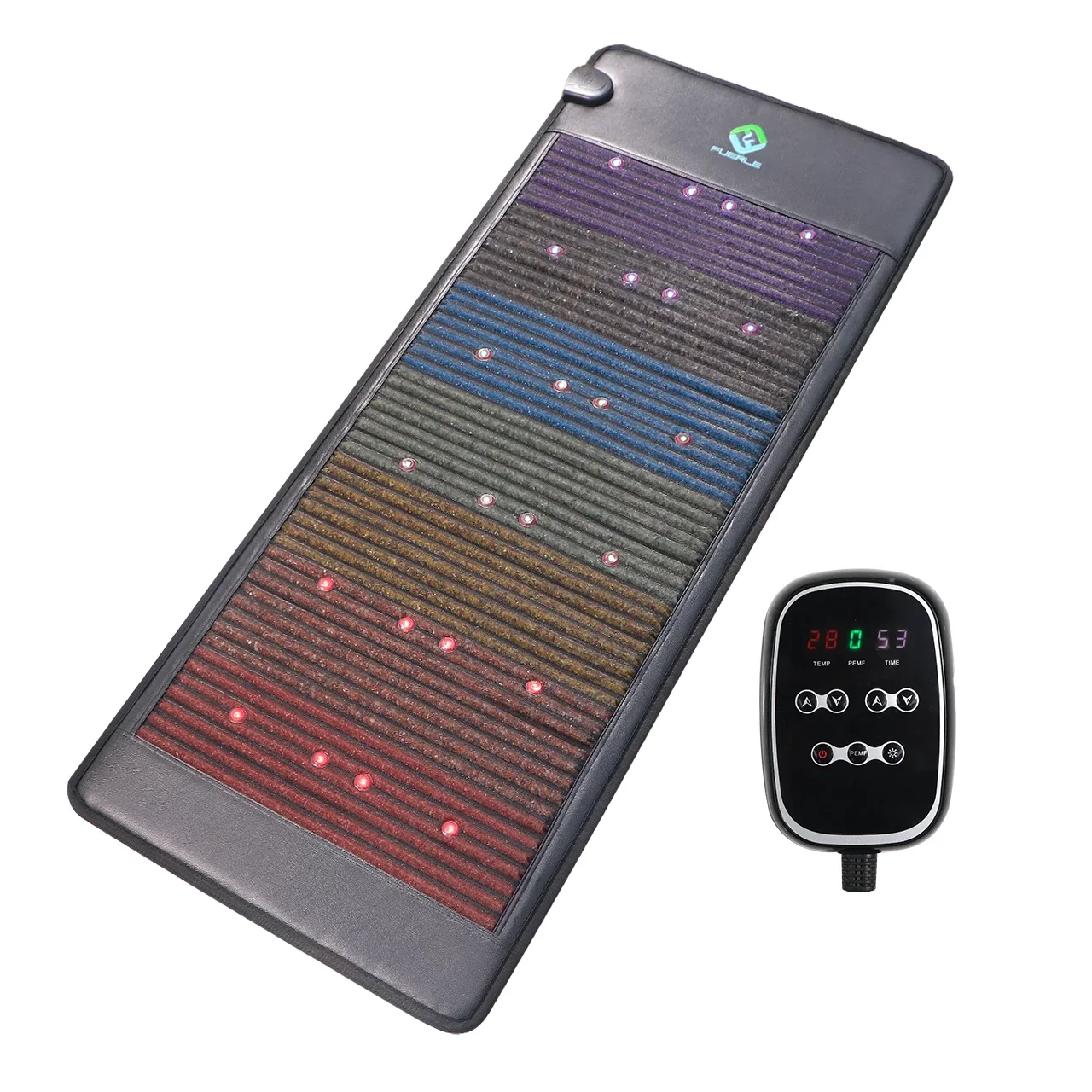 

Fuerle Rainbow Chakra Far Infrared Heating Pad Mattress Red Light Therapy LED Photon PEMF Magnetic Therapy Amethyst Mat
