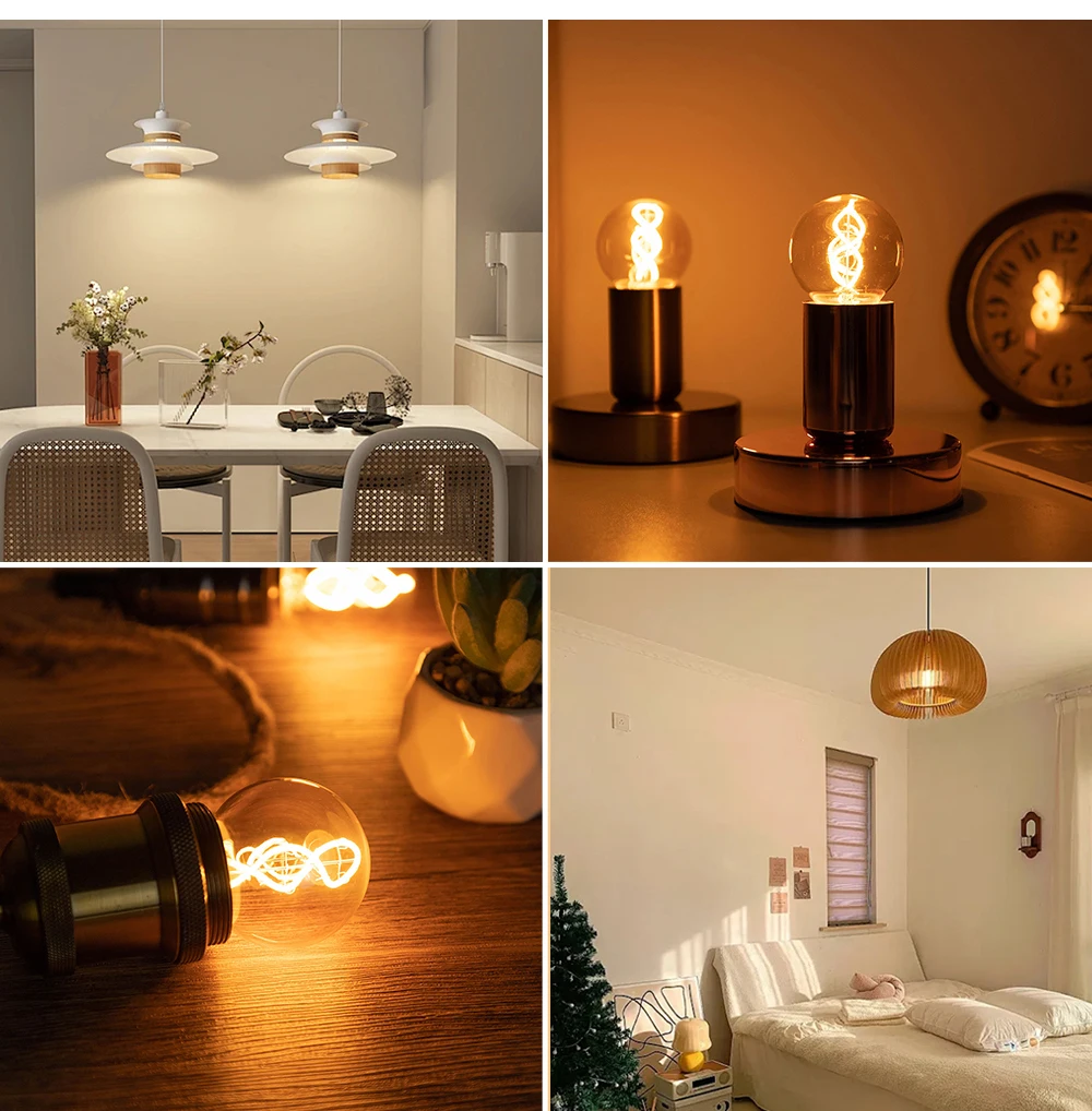 G50 Spiral Filament Edison LED Globe Bulbs 3W Dimmable