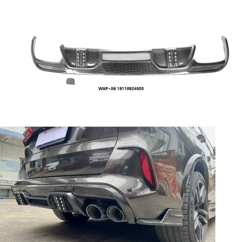 

X5M F95 Carbon Fiber Bodykit LD Style Rear Diffuser With LED Light Fit for X5M F95 2019-2022 X5M F95 Rear Bumper Diffuser
