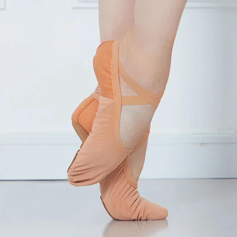 Sansha – chaussures de Ballet souples pour adultes, maille extensible, 3 pantoufles plates à semelle fendue, chaussures de danse roses et noires à enfiler, NO.357M/357X